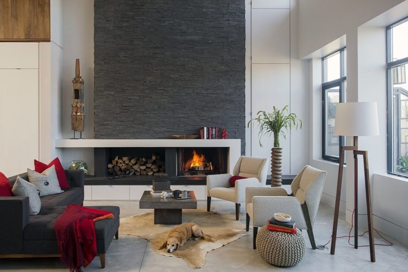 Fireplace in a modern interior