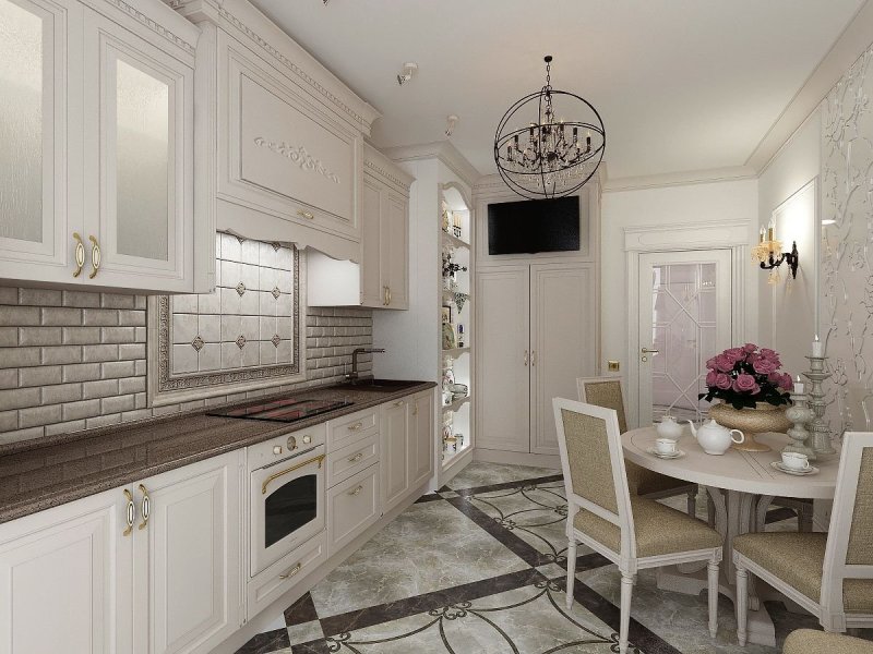 Neoclassic style in the interior of the kitchen