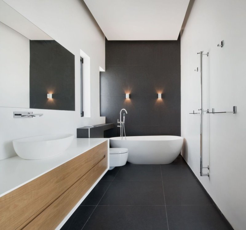 The bathroom is modern