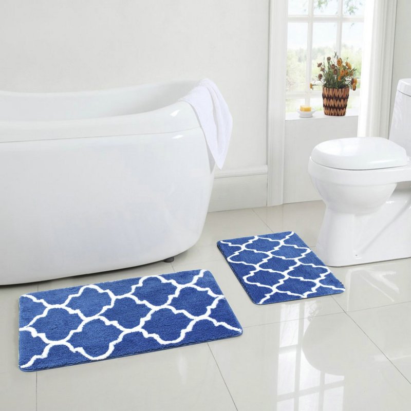 Bathroom rug and toilet