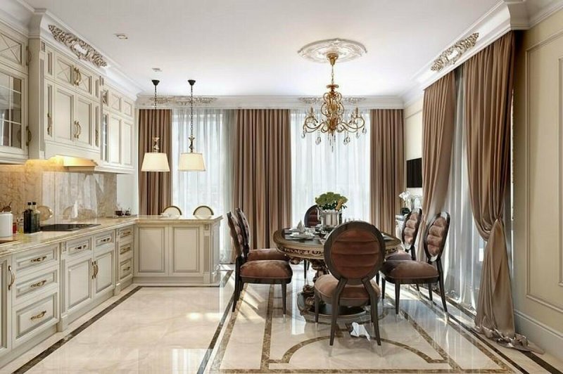 Neoclassic style in the interior of the kitchen