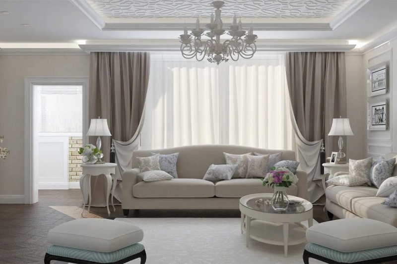 Neoclassic curtains in the living room