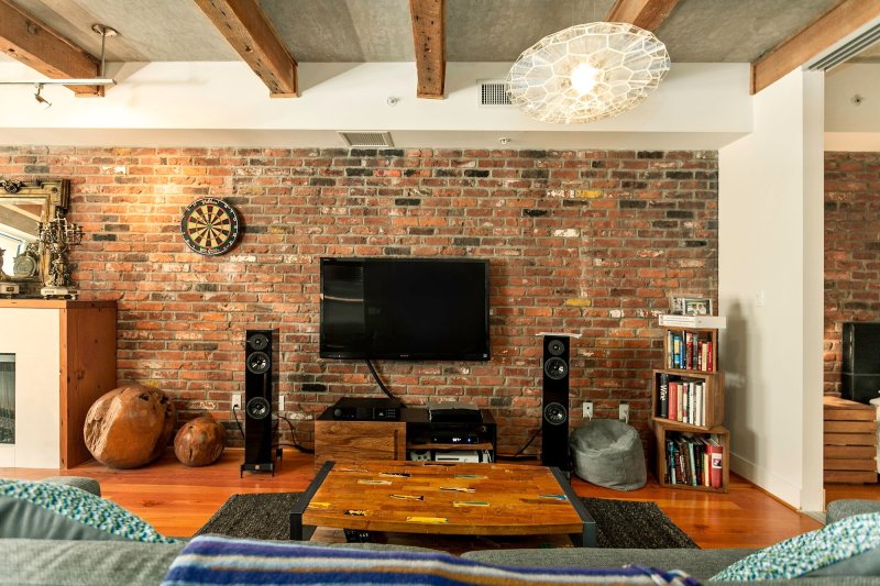 Living room loft red brick