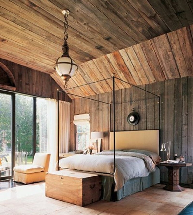 The interior of the chalet -style bedroom