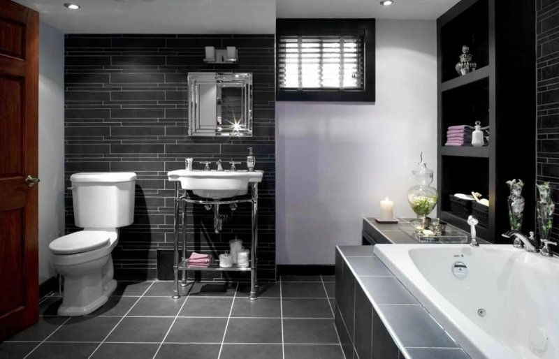 Black white bath design