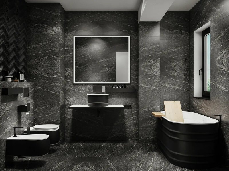 Bathroom in dark tones