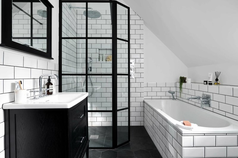 Tile boar style loft bathroom