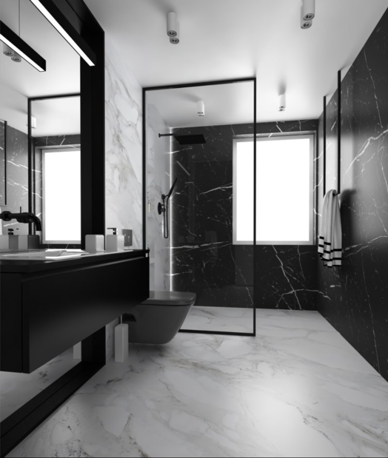 Black -style bathroom