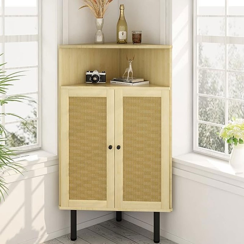 Rattan cabinet with shelves