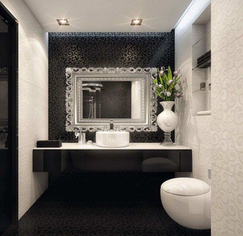 Black white bath design