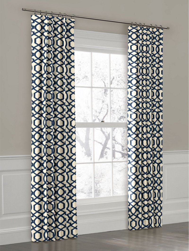 Curtains with a geometric pattern