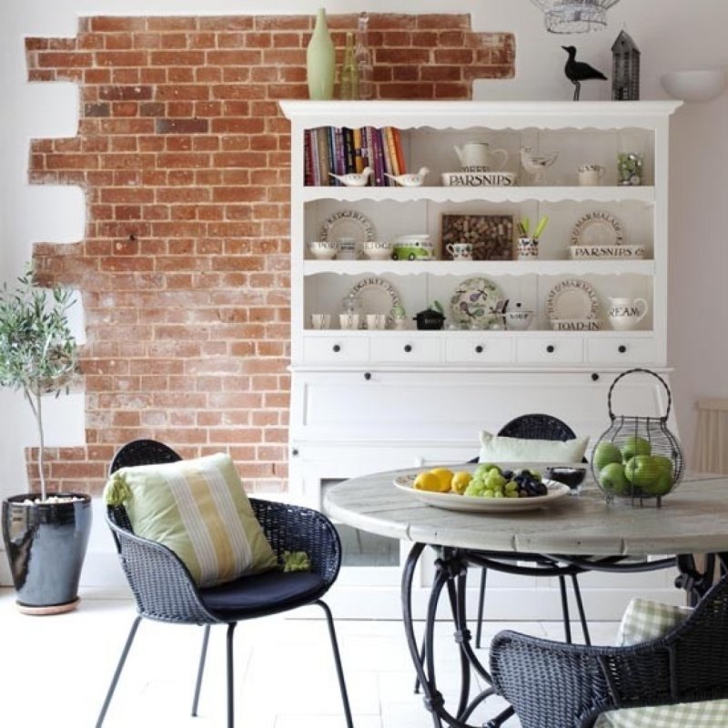 Decor of the brick wall in the kitchen