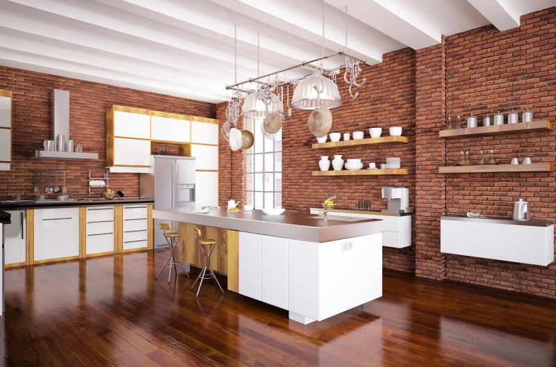 Brick wall in the kitchen