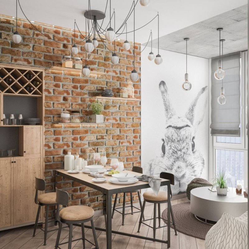 Loft style kitchen interior