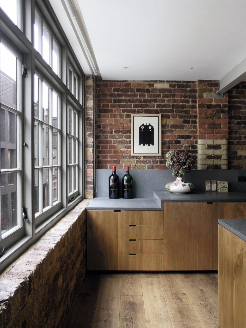 Brick wall in the kitchen