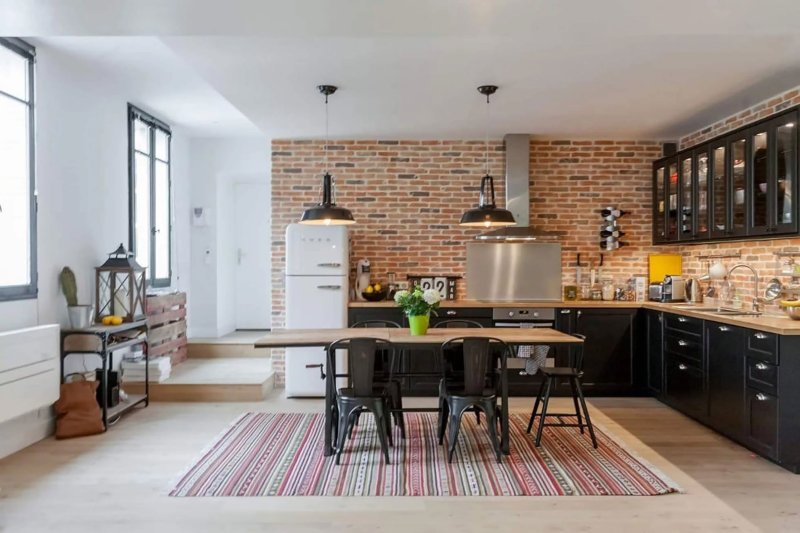 In loft style kitchen