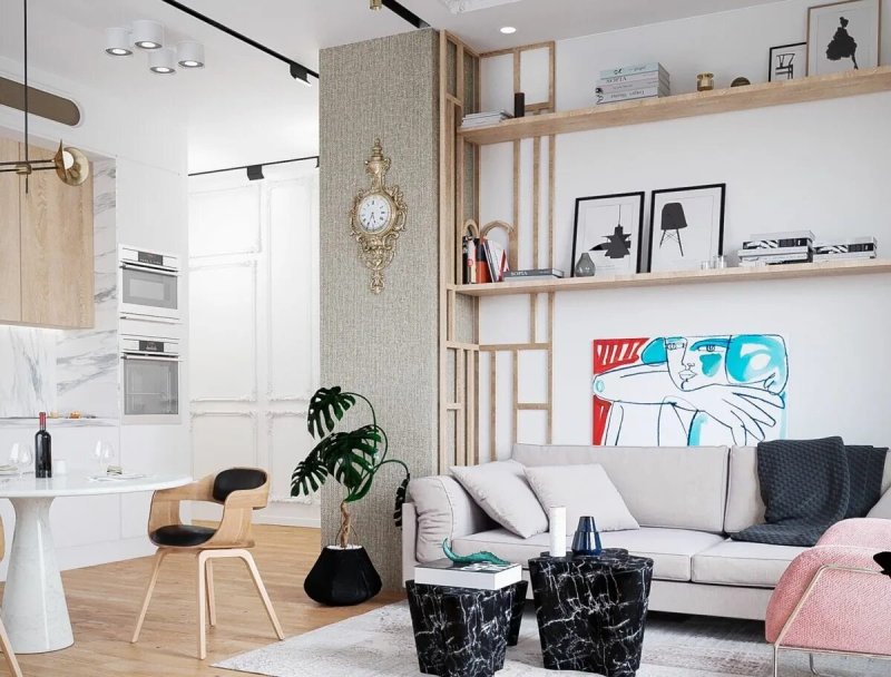 Eclectic style in the interior of a small apartment