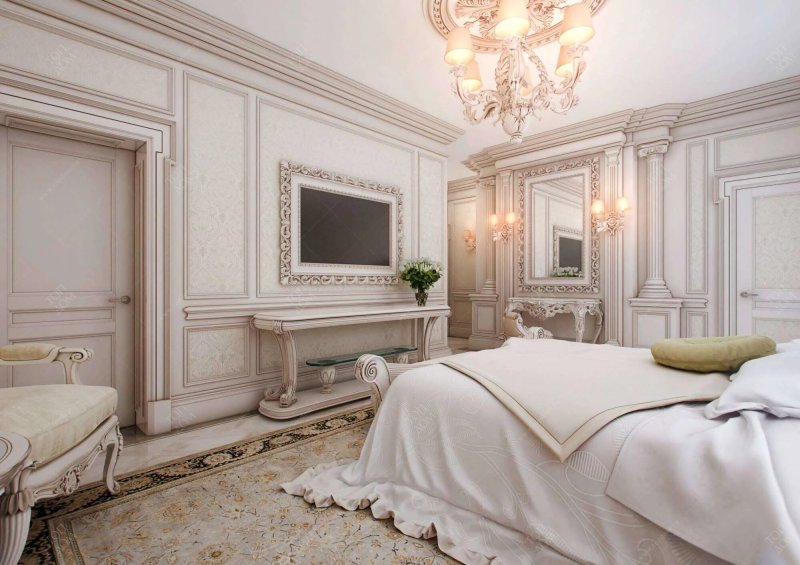 Classical style bedroom in light colors