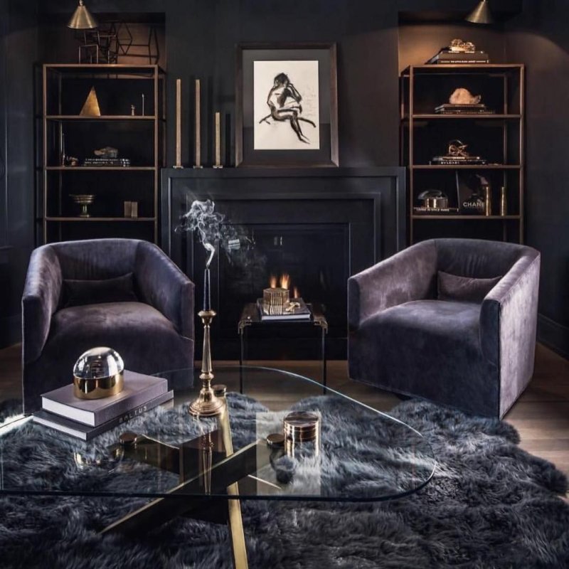 Total Black room interior