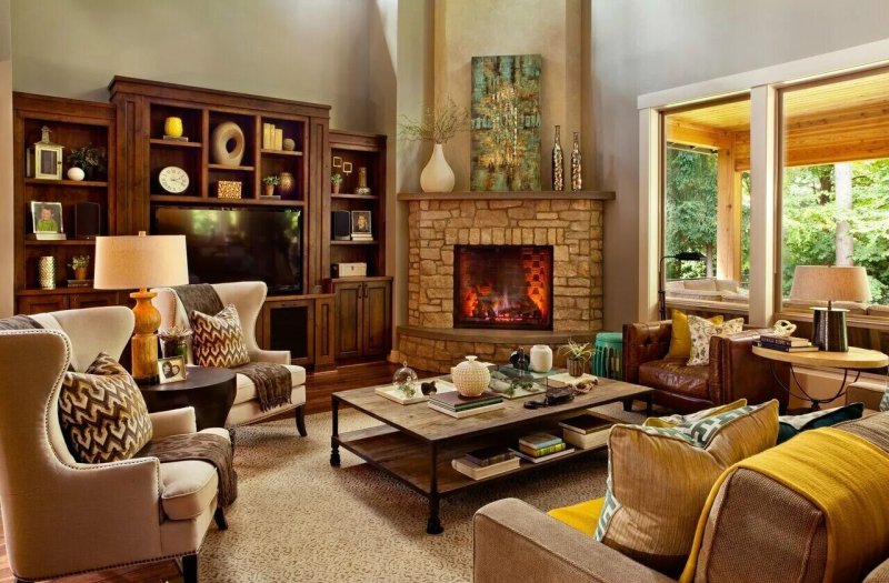 Cozy living room with fireplace