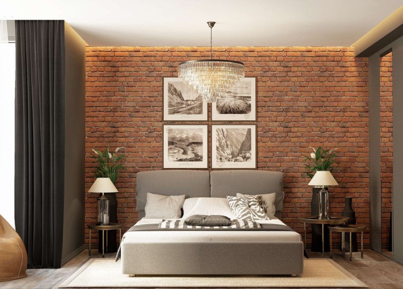 Loft style bedroom interior