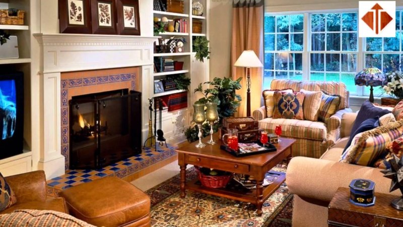 Cozy living room Victorian style interior