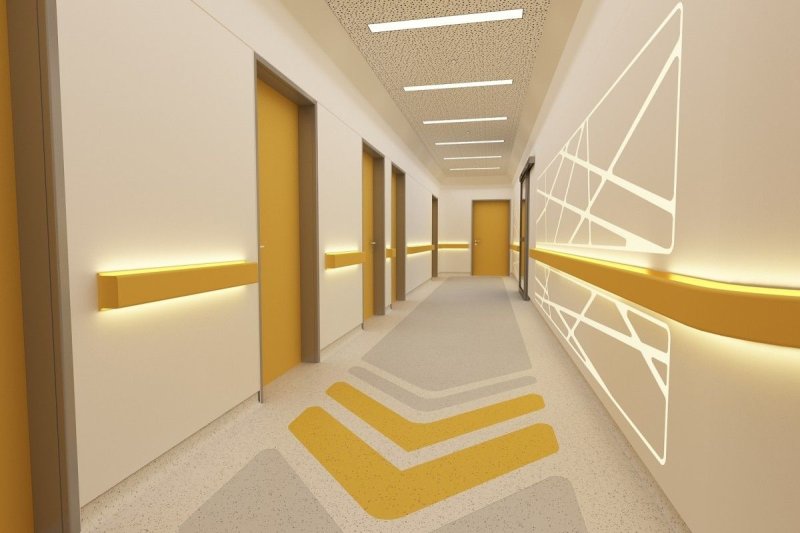 The design of the corridor of the school