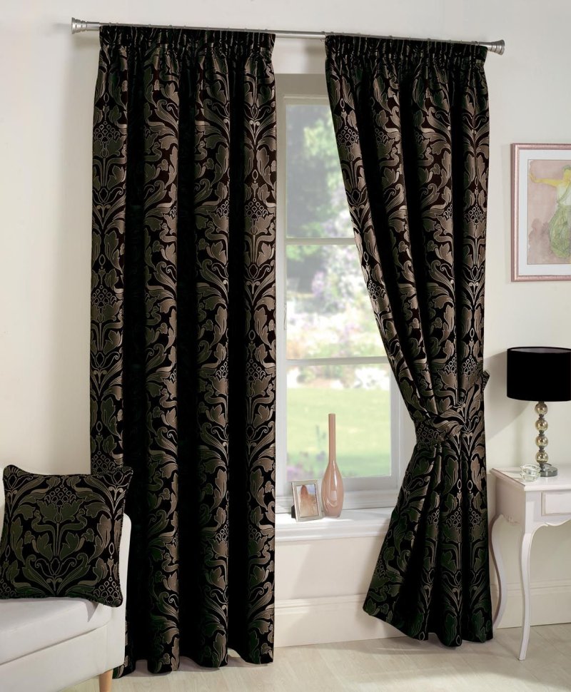 Black curtains in the interior