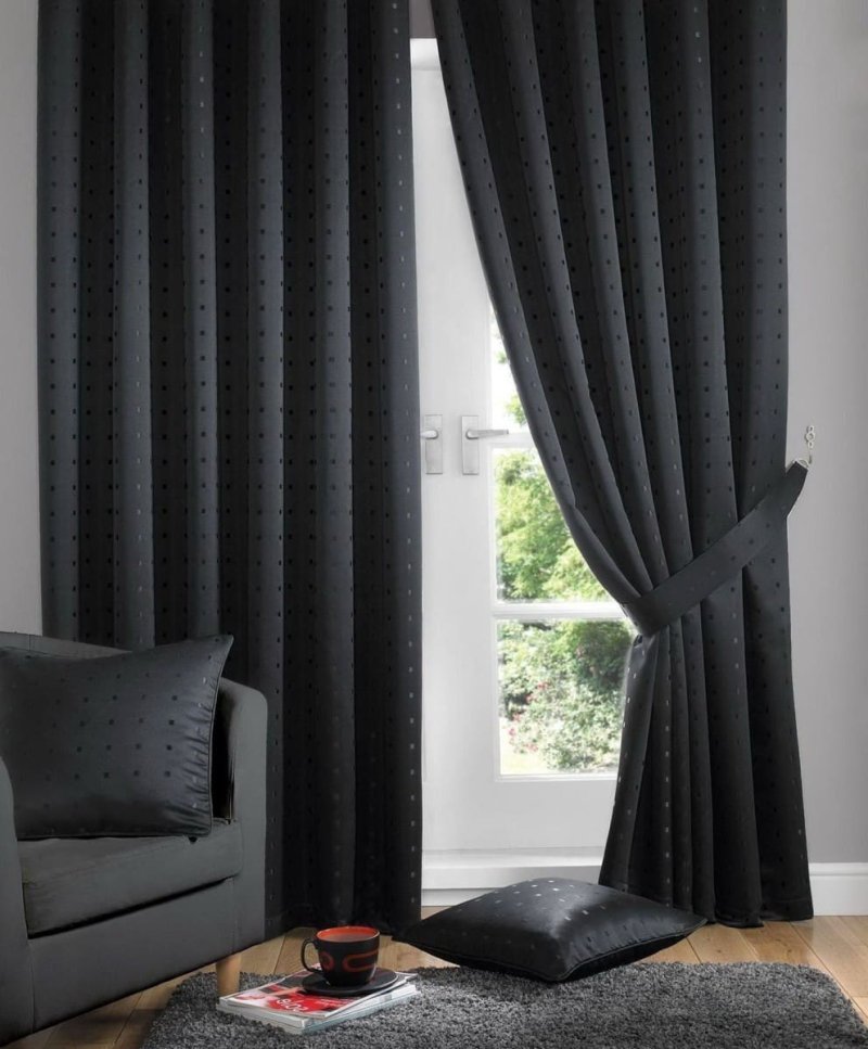 Black curtains in the interior