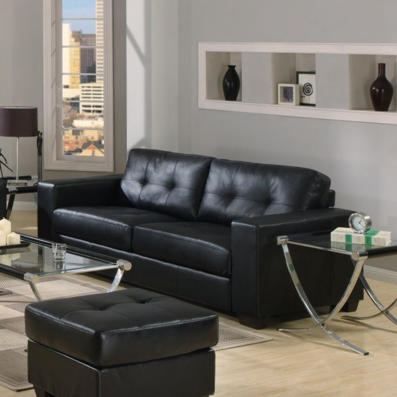 Black leather sofa