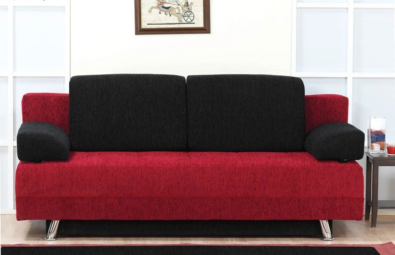 The sofa is red