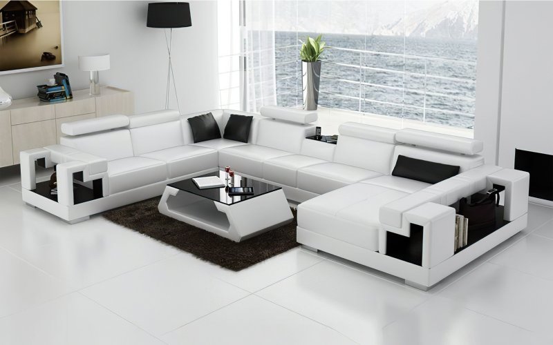 White leather sofa