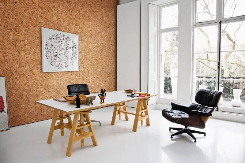 Cork wall in the interior