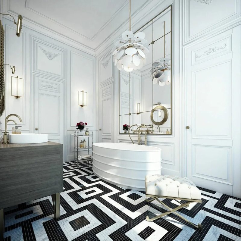 Neoclassic style in the interior of the bathroom