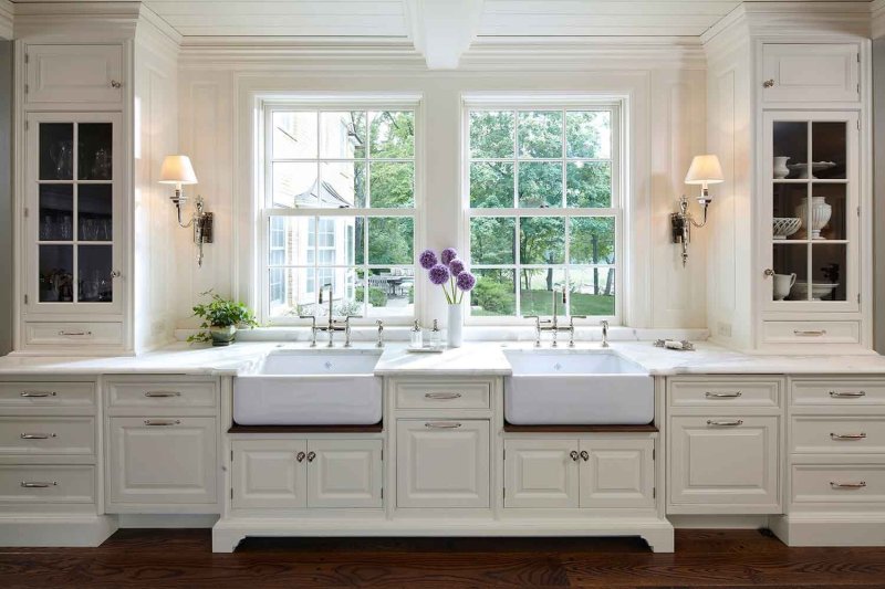 Kitchen with a sink under the window