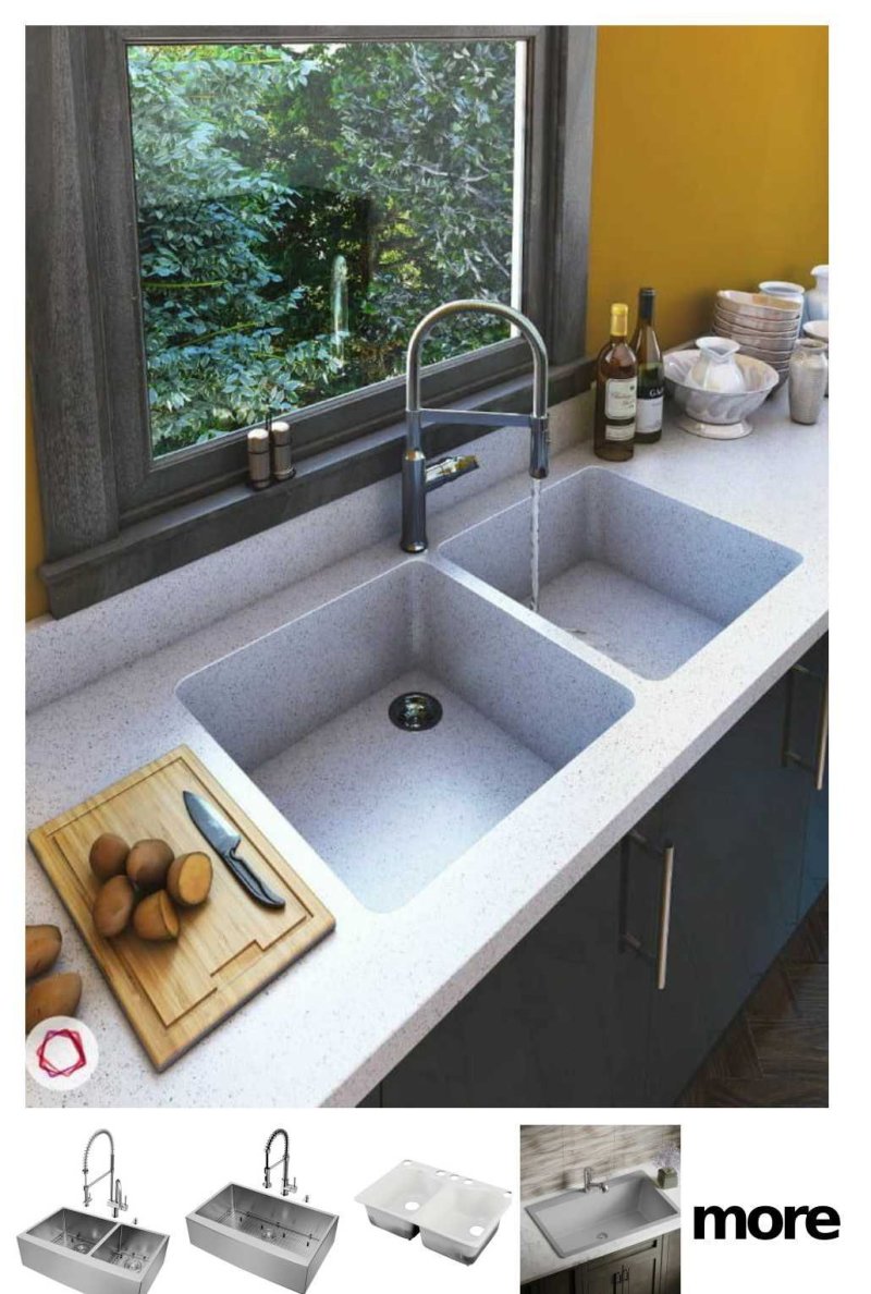 Stone sink in the interior of the kitchen