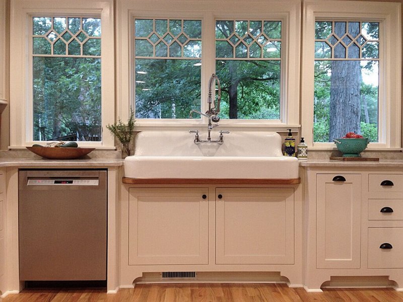 Kitchen design with a window above the sink