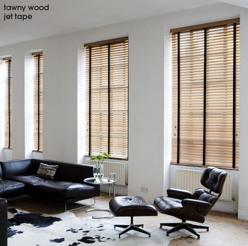 Wooden blinds in the interior