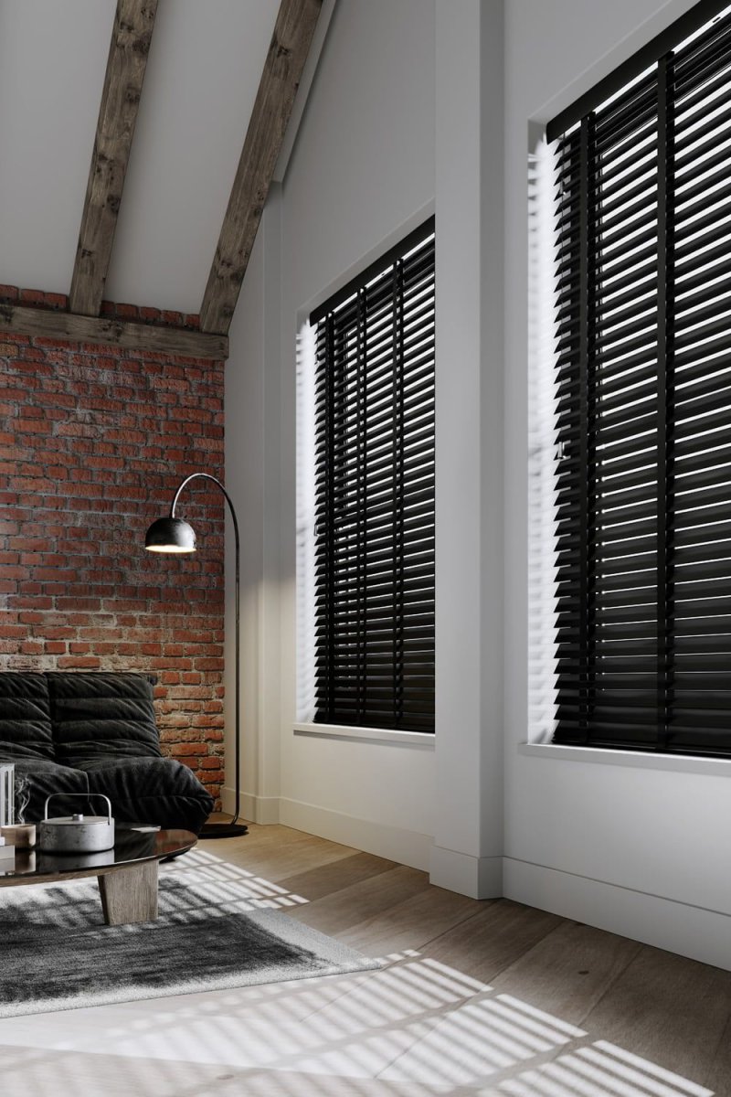 Wooden blinds in the interior