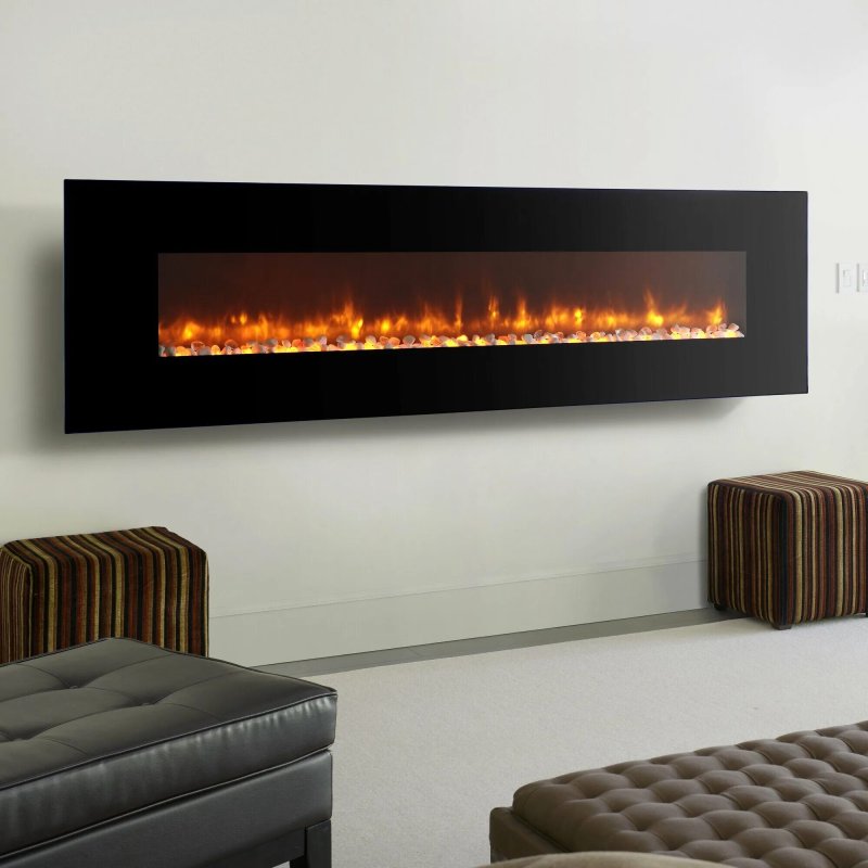 Electric fireplace with flame effect in the interior