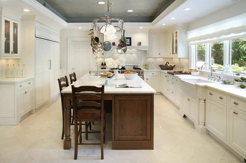 Kitchen interior with a large table