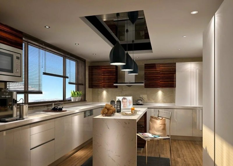 Modern kitchen in the ceiling