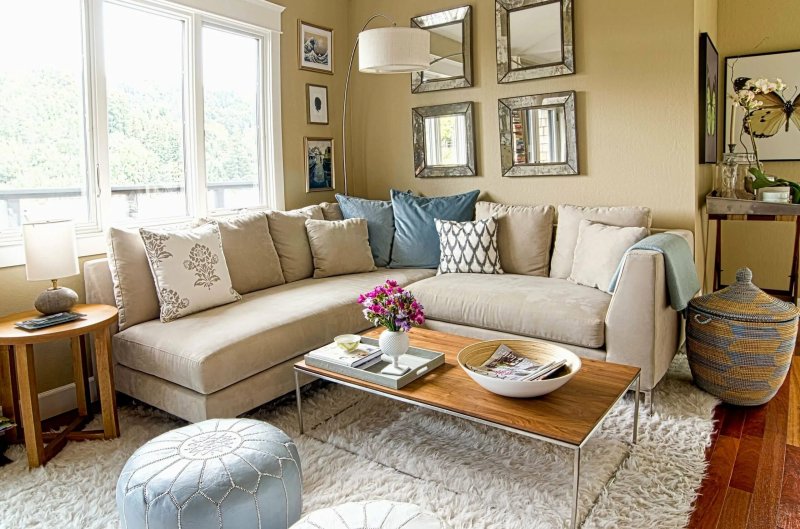 Sofas in the interior of a small living room