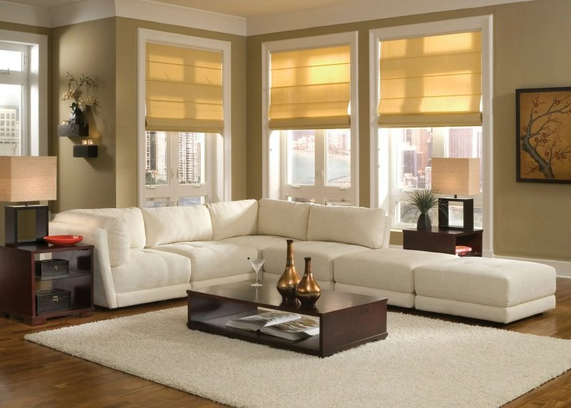 Living room interior with corner sofa