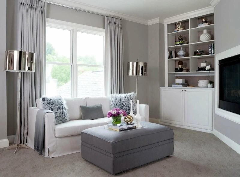 Gray furniture in the interior of the living room