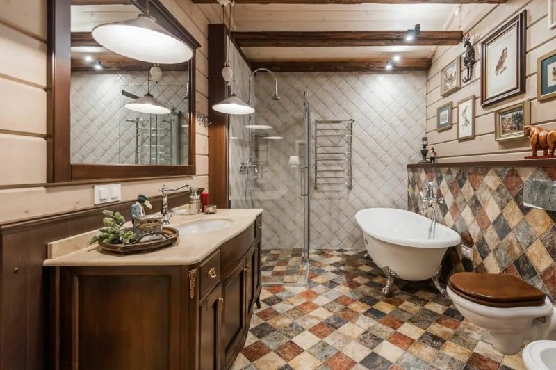 Bathroom in the style of country