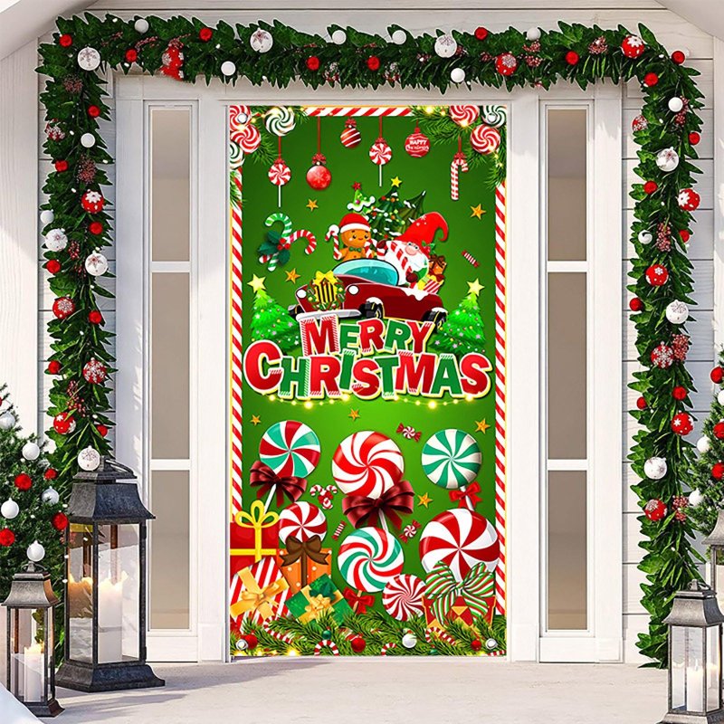 Christmas decorations of the door