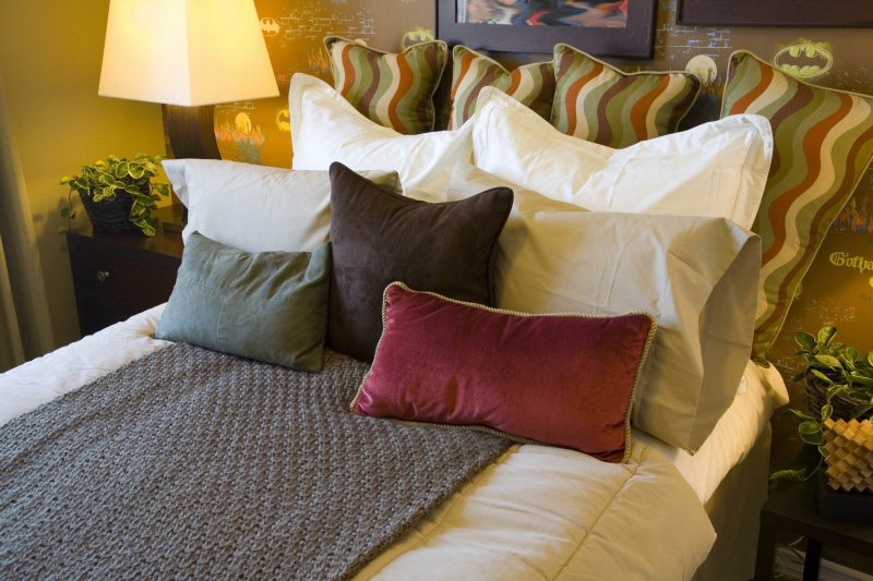 Decorative pillow on the bed