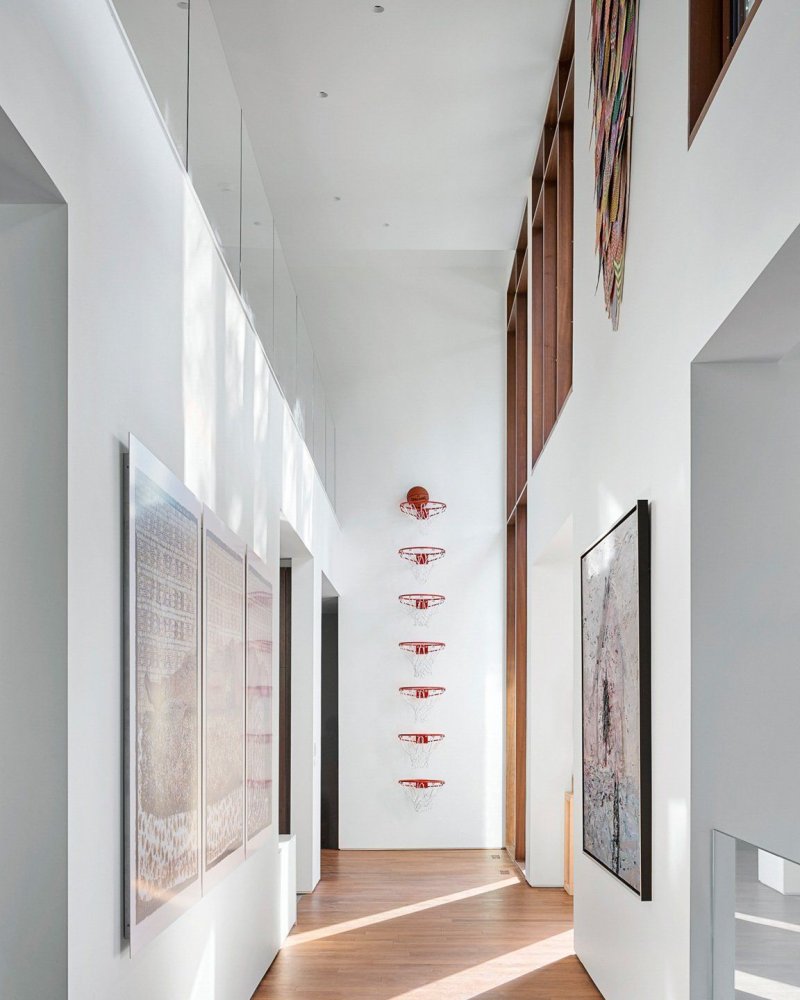 The design of a long corridor in an apartment in a modern style