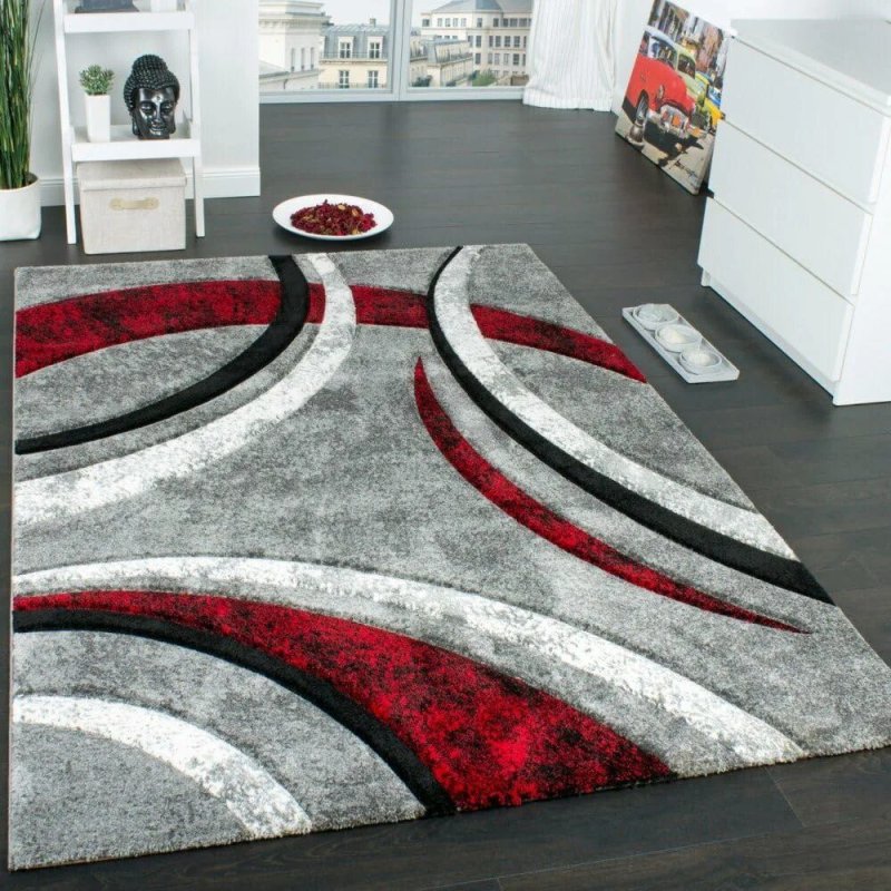 Gray carpet with red